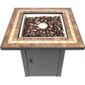 Dyna-Glo Pleasant Hearth Atlantis Gas Fire Pit Table With Lid 30000 BTU - Matte Black / Tile Top OFG824T